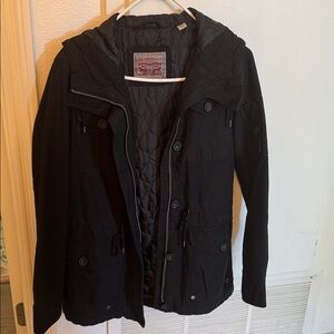 Black Hooded Jacket. Military hoodie